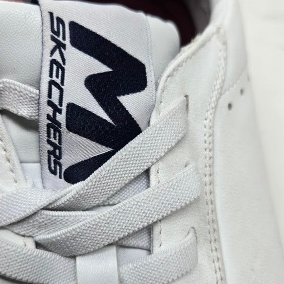 Skechers Men MN White Leather Gum Sole Lace Up Casual Sneakers Shoes Size 10 - Picture 8 of 10